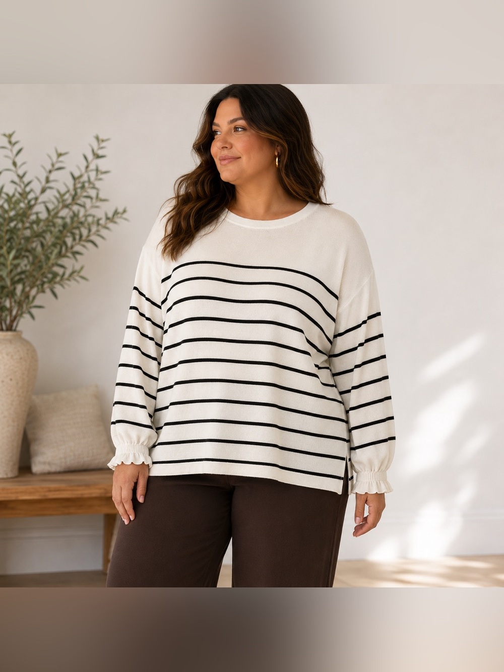 BloomChic 18-20 Striped Lightweight Knit Sweater